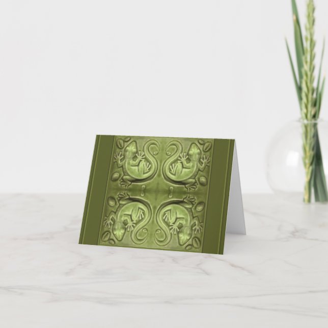 Good Fortune Lizard Tiles Postcard (Vorderseite)