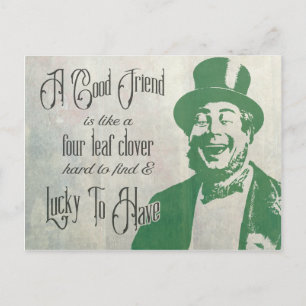 Good Friend Saint Patrick Irishman Green Vintag Postkarte