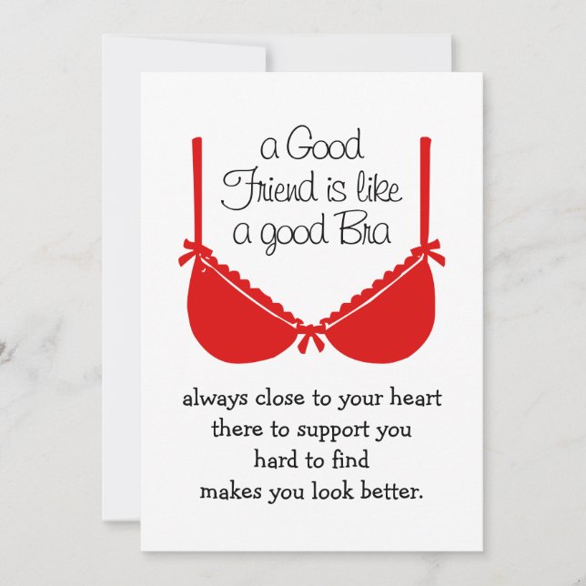 Good Friends Are Like Bras, Funny Friendship Card Dankeskarte (Vorderseite)