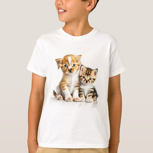 Good Friends Puppy And Kitten T-Shirt (Vorderseite)