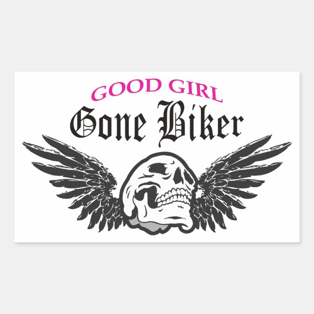 Good Girl Gone Biker Rechteckiger Aufkleber (Vorderseite)