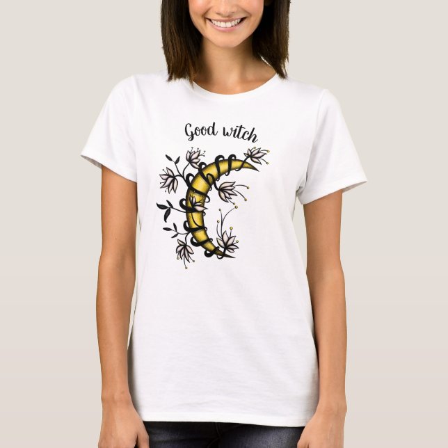Good Hexe Blumenmoon Magic Hexe Pagan T-Shirt (Vorderseite)