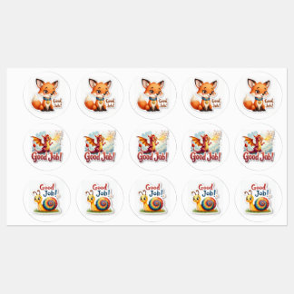 Good Job! Fox, Dragon & Snail Stickers Etiketten