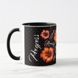 Good Life Values Scarlet Blume & Punkte auf schwar Tasse