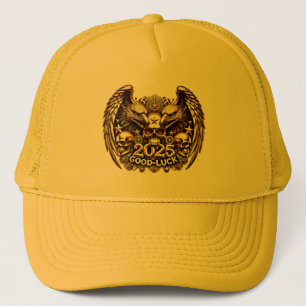 Good Luck 2025 Doppeladler Totenkopf Gold Truckerkappe