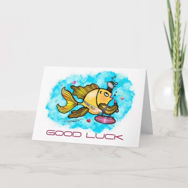GOOD LUCK Beverly Hills Fish cute funny comic Karte (Vorderseite)