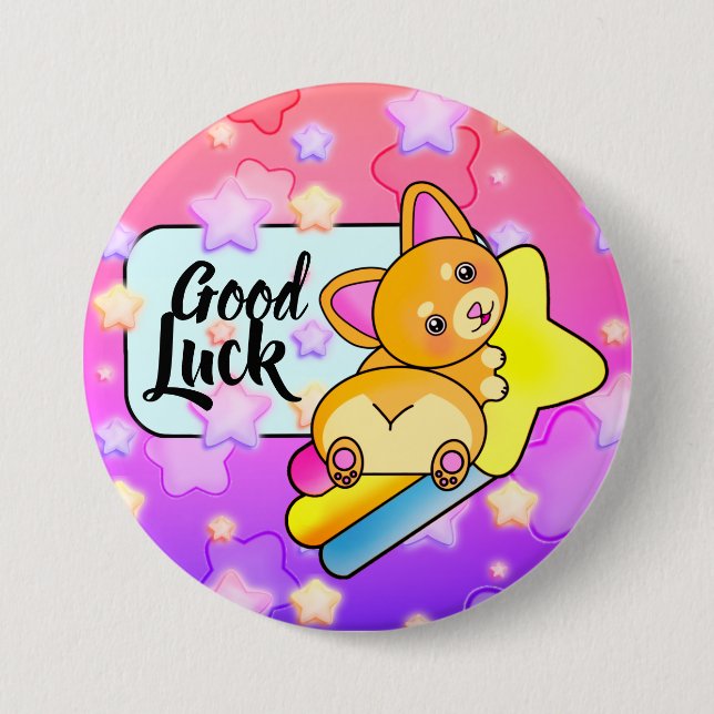Good Luck Corgi on Cosmic Star Button (Vorderseite)