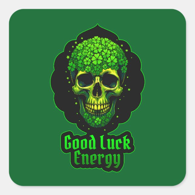 Good Luck Energy Skull St Patrick’s - Autocolante Quadratischer Aufkleber (Vorderseite)