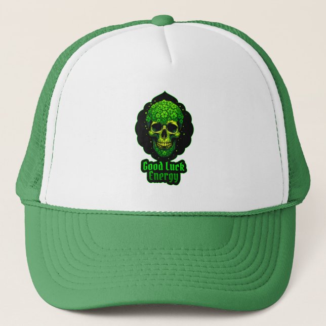 Good Luck Energy Skull St Patrick’s Day - boné Truckerkappe (Vorderseite)