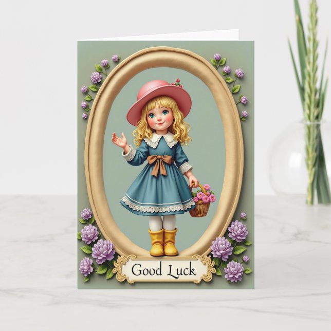 Good Luck Girl Art Card Karte (Vorderseite)