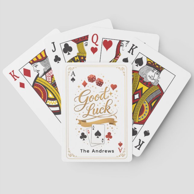 Good Luck Poker Card Design – Elegant Casino Typog Spielkarten (Rückseite)