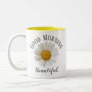 Good Morning Beautiful White Daisy Zweifarbige Tasse