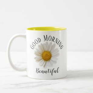 Good Morning Beautiful White Daisy Zweifarbige Tasse