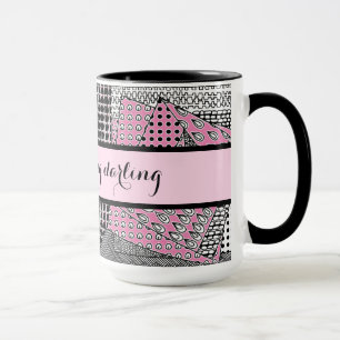 Good Morning Darling Pink Black Gray Ringer 15oz Tasse