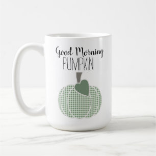 Good Morning Pumpkin Soft Sage Green Gingham Karie Kaffeetasse