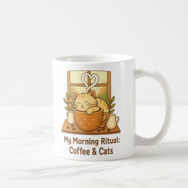 Good Morning Ritual Mug: Cozy Cat in Coffee Cup |  Kaffeetasse (Rechts)