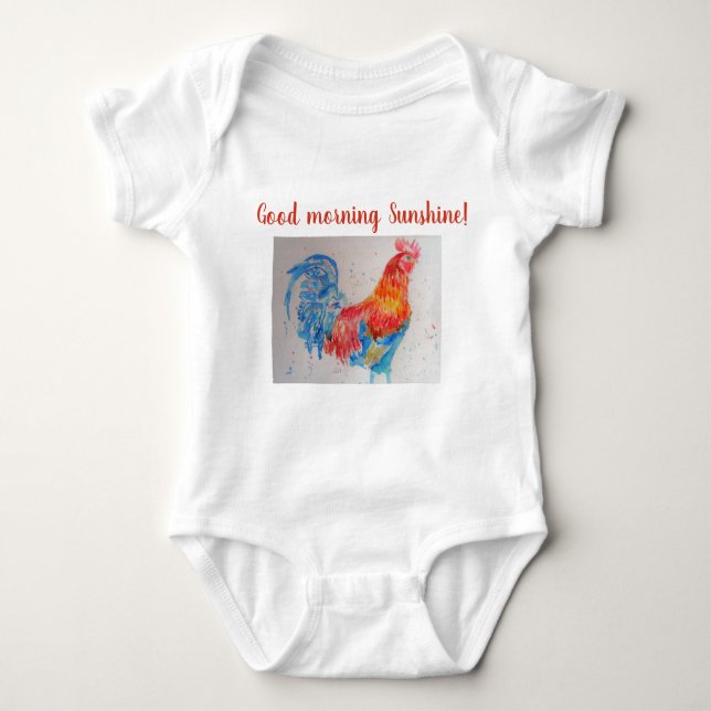 Good Morning Sunshine Baby Bodysuit Roter Hahn Baby Strampler (Vorderseite)
