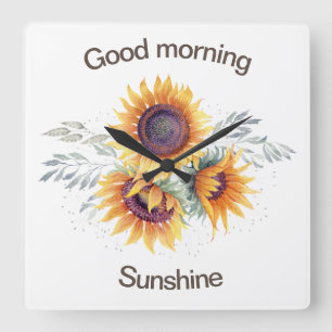 Good Morning Sunshine Clock Quadratische Wanduhr