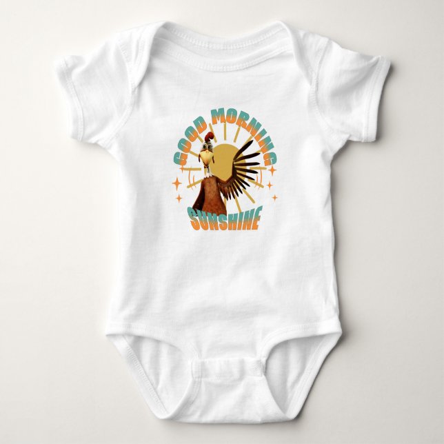 Good Morning Sunshine Funny Rooster Baby Strampler (Vorderseite)