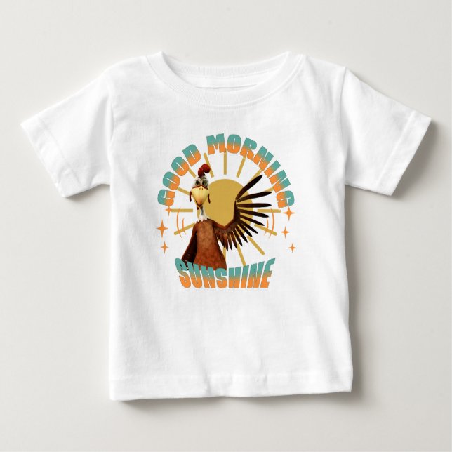 Good Morning Sunshine Funny Rooster Baby T-shirt (Vorderseite)