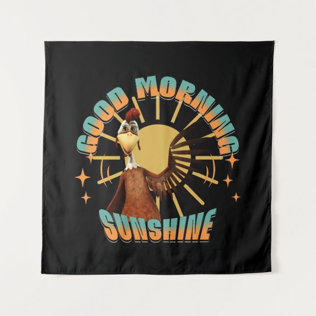 Good Morning Sunshine Funny Rooster Wandteppich (Vorderseite)