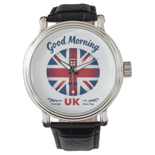 Good Morning UK - Union Jack & London Phone Box Armbanduhr