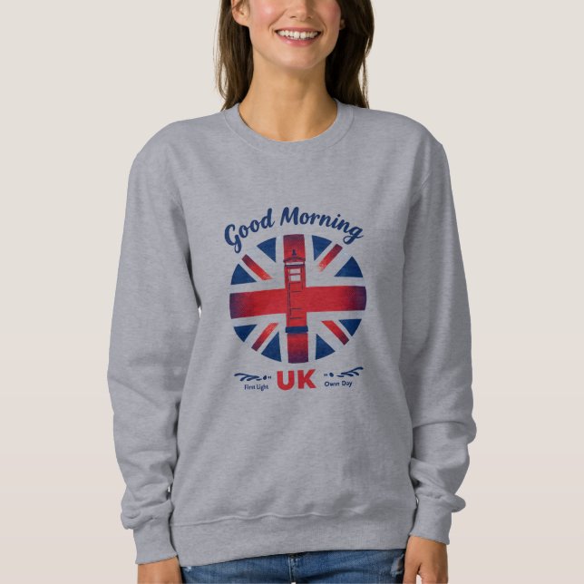 Good Morning UK - Union Jack & London Phone Box Sweatshirt (Vorderseite)