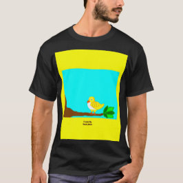 Good Morning Yellow Bird Men's Black Basic T Shirt