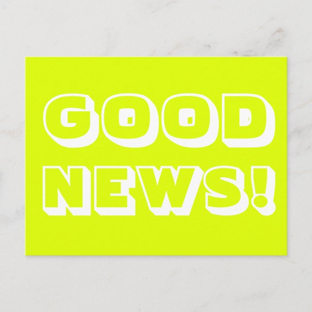 Good News chartreuse weiß moderne, fette Typografi Postkarte (Vorderseite)