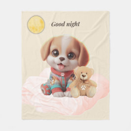 Good Night Cozy Puppy Blanket Fleecedecke