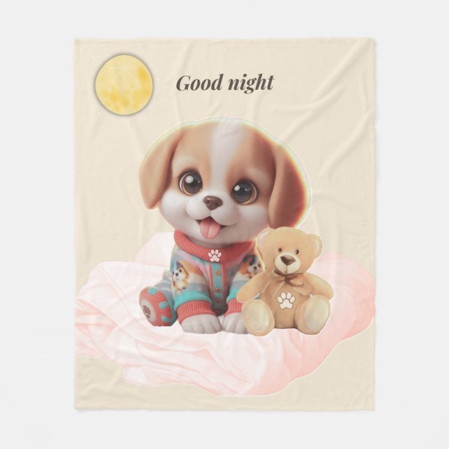 Good Night Cozy Puppy Blanket Fleecedecke (Vorderseite)