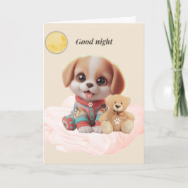 Good Night Cozy Puppy Greeting Card Karte