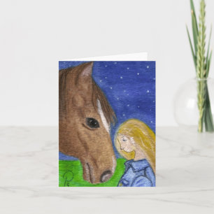 Good Night My Friend Horse and Girl Note Card Karte