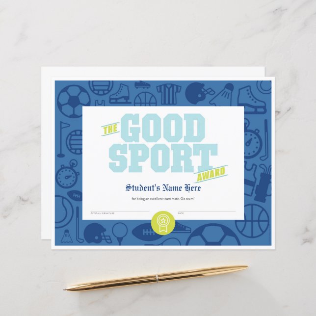 Good Sport Certificate (Vorderseite/Rückseite Beispiel)