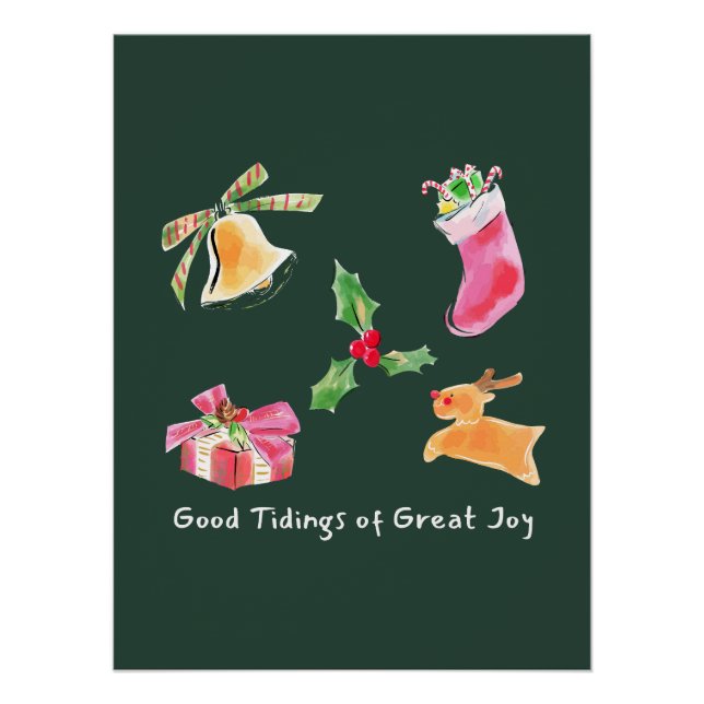 Good Tidings of Great Joy Holiday Illustration Poster (Vorderseite)