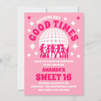 Good Times Groovy Pink Sweet 16 Party Einladung