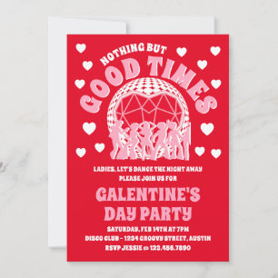 Good Times Groovy Red Valentine's Galentine Day Einladung