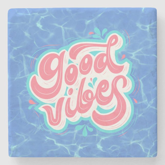 Good Vibes Beach/Pool Steinuntersetzer (Vorderseite)