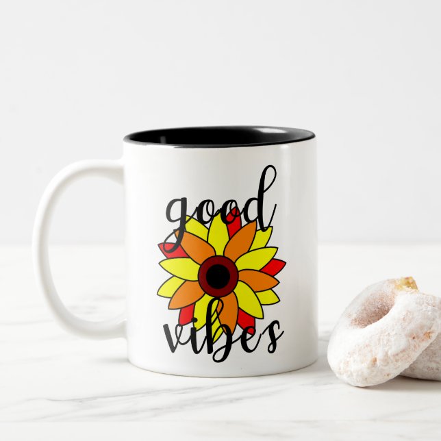 Good Vibes Blume Kaffee Tasse (Mit Donut)