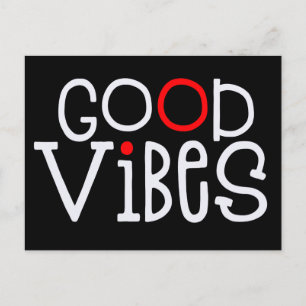 Good Vibes Bold Typografie Positive White Red Postkarte