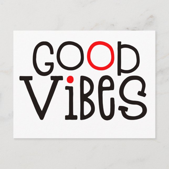 Good Vibes Bold Typografy Positive Red Black Postkarte (Vorderseite)