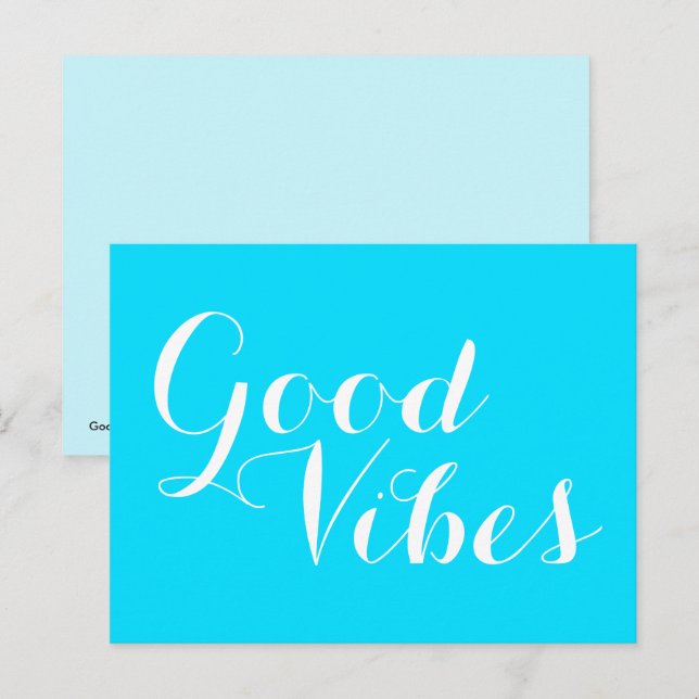 Good Vibes Bright Beautiful Blue Editable Farben Postkarte (Vorne/Hinten)