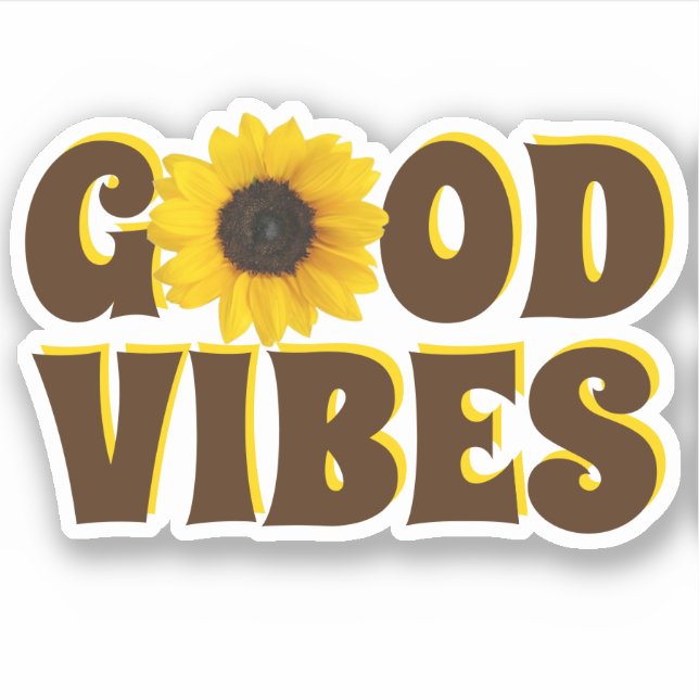 Good Vibes | Bright Sunflower Contour Aufkleber (Vorderseite)