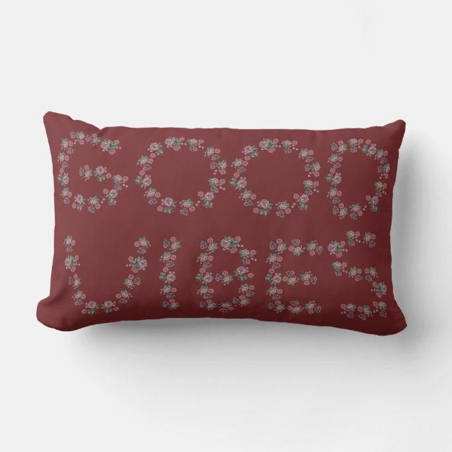 Good Vibes Burgundy Floral Lendenkissen (Vorderseite)
