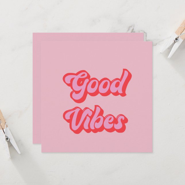 Good Vibes Flat Grußkarte (Vorderseite/Rückseite Beispiel)