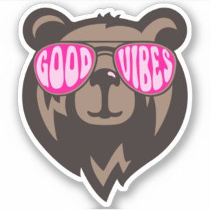 Good Vibes Funny Bear Stickers Aufkleber