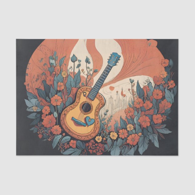 Good Vibes Gitarre Decoupage Tissue Paper Seidenpapier (Vorderseite)