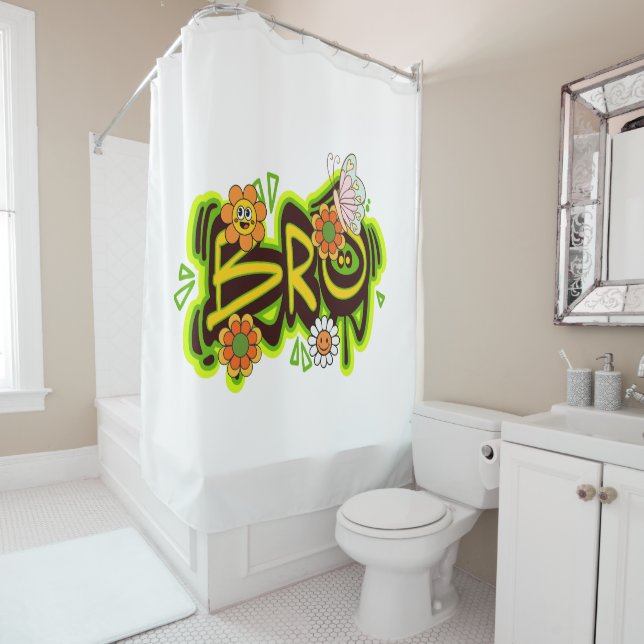 Good Vibes Illustration Typografy Duschvorhang (Beispiel)