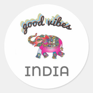 Good Vibes India Elephant Runder Aufkleber