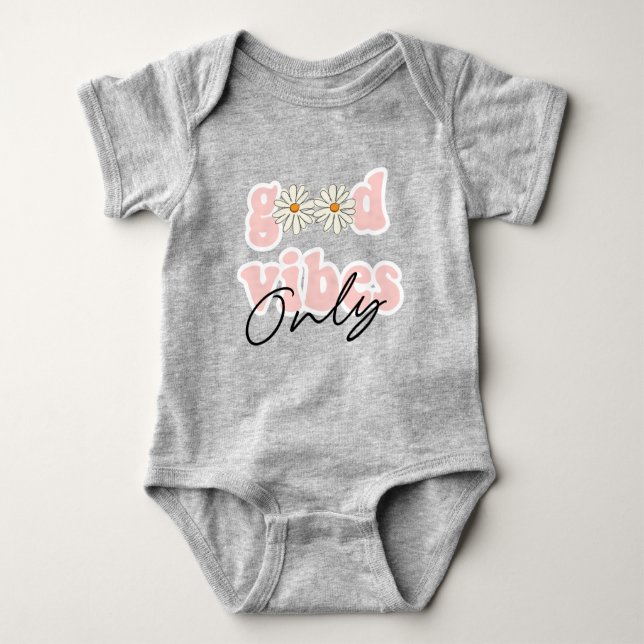 Good Vibes nur 70er Hippie Slogan Baby Strampler (Vorderseite)